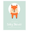 baby birthday invitation card with cheerful fox vector image vector image