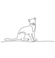 lioness sitting continuous one line drawing art vector image