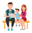 family mother father and son sits on bench list vector image