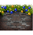 christmas background on brick wall vector image