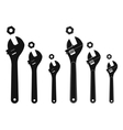 set of mechanical wrenches with nuts silhouettes vector image