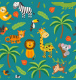 seamless pattern with jungle animals vector image vector image