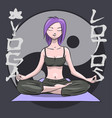 yoga girl in lotus position yin yang symbol vector image