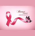 breast cancer awareness ribbon on a pink vector image vector image