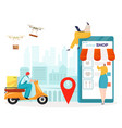 delivery service order in online shop vector image