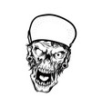 Bandit skull in hipster cap and skeleton hands Vector Image