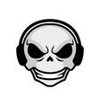 minimalist skull wearing headphone logo vector image vector image