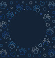 blue frame with paw print and heart outline vector image vector image