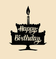 happy birthday cake with one candle hand vector image vector image