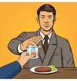man refuses drink pop art style vector image vector image