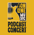 poster for online music with a guitar vector image