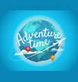 adventure time travel concept with lettering logo vector image