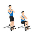 man doing sissy squat on a machine exercise vector image vector image