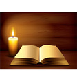 candle book dark background vector image vector image