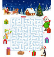 christmas maze game with square labyrinth vector image