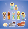 celebration merry christmas manger flat design vector image