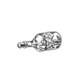 glass bottle with a ship sailing crafts pirate vector image