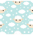 seamless pattern cloud star in sky sheep face vector image vector image