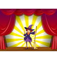 a witch at the stage with red curtain vector image
