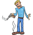 shooting yourself in the foot cartoon vector image