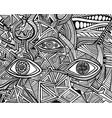black and white psychedelic eyes crazy patterns vector image