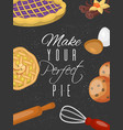 baking training school poster or recipe card cover vector image