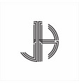 jh logo monogram triple ribbon style line design vector image