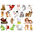 set of animal cartoon character vector image