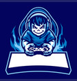 cartoon boy gaming mascot logo vector image