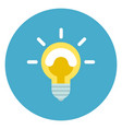 light bulb icon on round blue background vector image