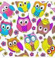 seamless pattern with funny owls vector image