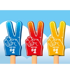 Foam finger 1 number on finger hand of fan Vector Image