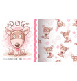 cute dog - seamless pattern vector image vector image