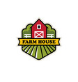 organic farm logo with red barn vector image
