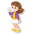 a sticker template with girl wearing medical vector image