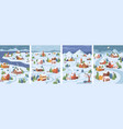 country cottage houses winter christmas landscape vector image vector image
