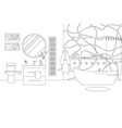bathroom in line art style room vector image