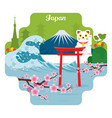 japan travel and attraction landmarks vector image
