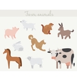 set of cute cartoon farm animals vector image