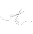 continuous one line drawing scissors vector image