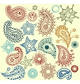 paisley and flowers set vector image