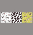 set seamless patterns with cows graphics vector image vector image