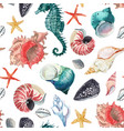 watercolor sea life pattern vector image