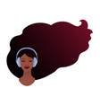 female portrait with headphones and long hair vector image vector image