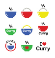 curry indian spicy food icons set vector image vector image