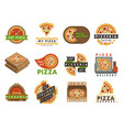 delivery pizza logo badge pizzeria restaurant vector image