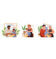 set of family celebration easter holiday vector image