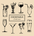 cocktails menu hand sketched alcoholic beverages vector image