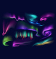 northern polar lights aurora borealis glow set vector image