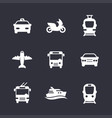 passenger transport icons set bus subway tram vector image vector image